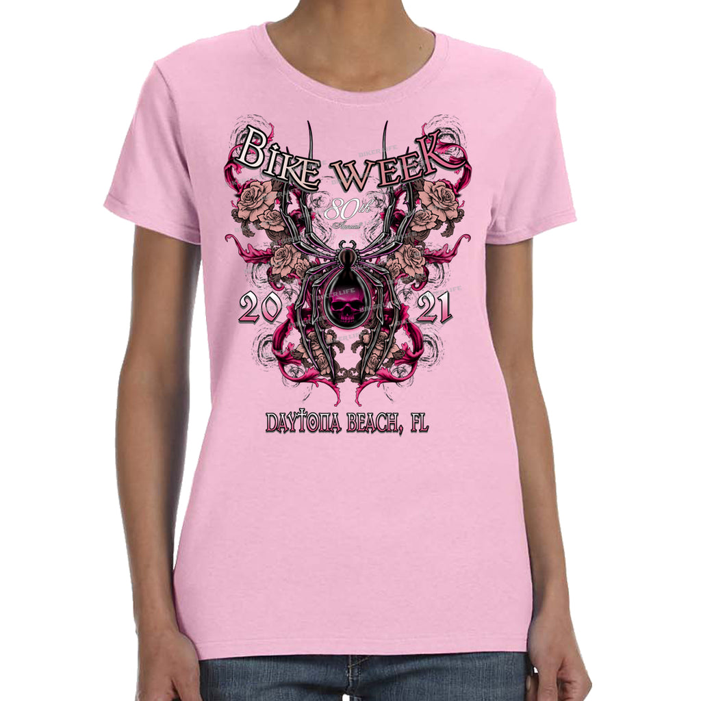 Ladies Missy Cut 2021 Bike Week Kaunas Spider Rose T-Shirt