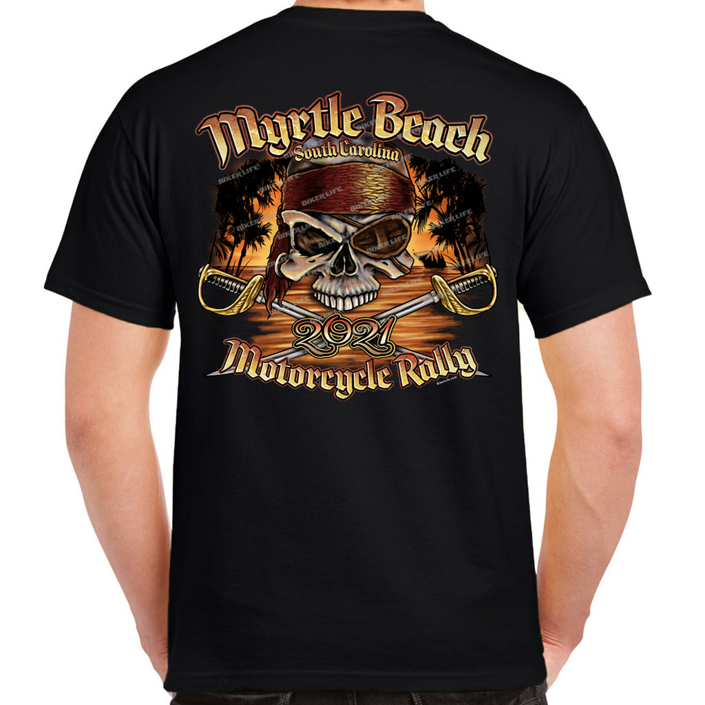 2021 Myrtle Beach Motorcycle Rally Pirate Skull T-Shirt