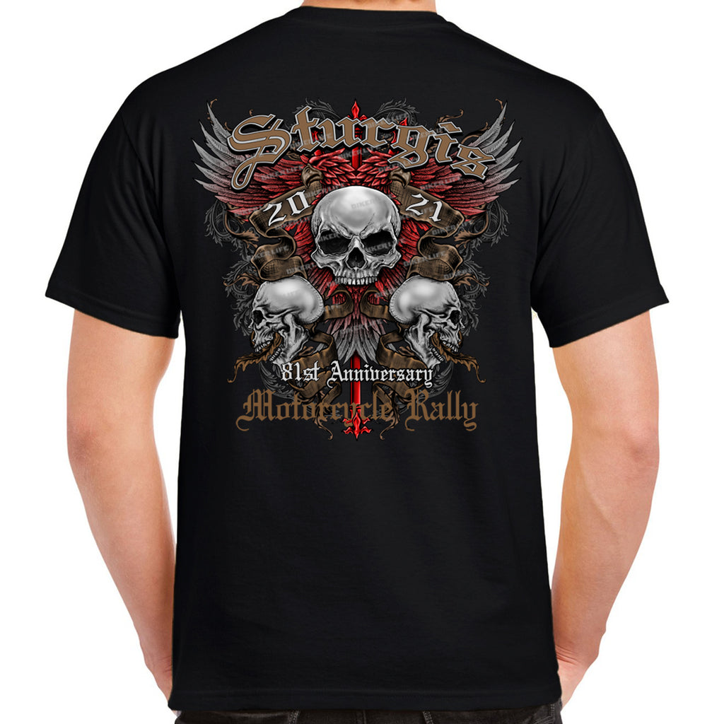 2021 Sturgis Motorcycle Rally Wing Skull T-Shirt