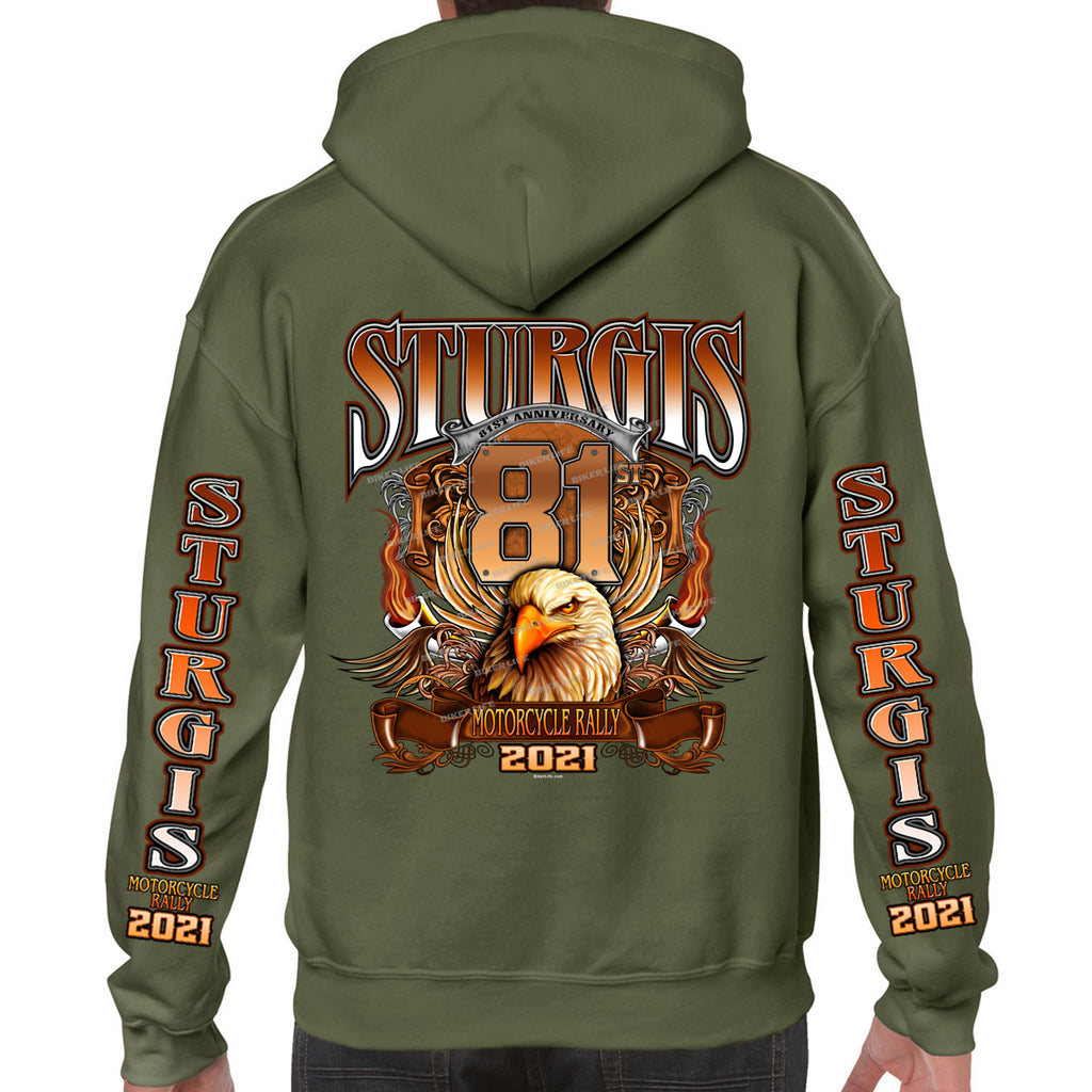 2021 Sturgis Motorcycle Rally Big Banner Eagle Pullover Hoodie