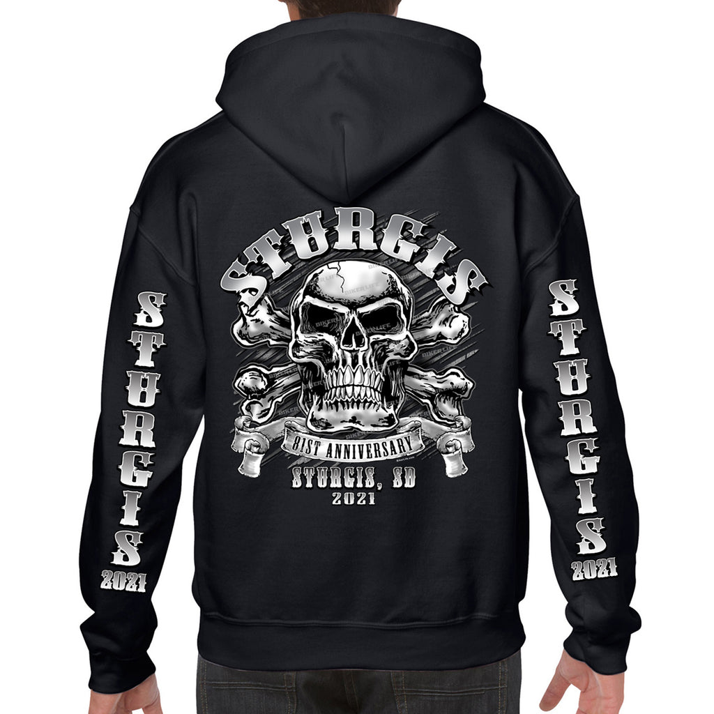 2021 Sturgis Motorcycle Rally Crossbones Skull Pullover Hoodie