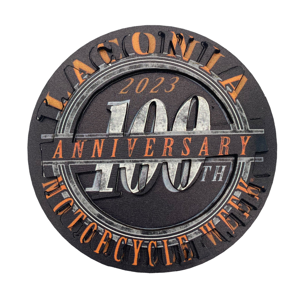 2023 Laconia Motorcycle Week Circle Year Wooden 3D Magnet