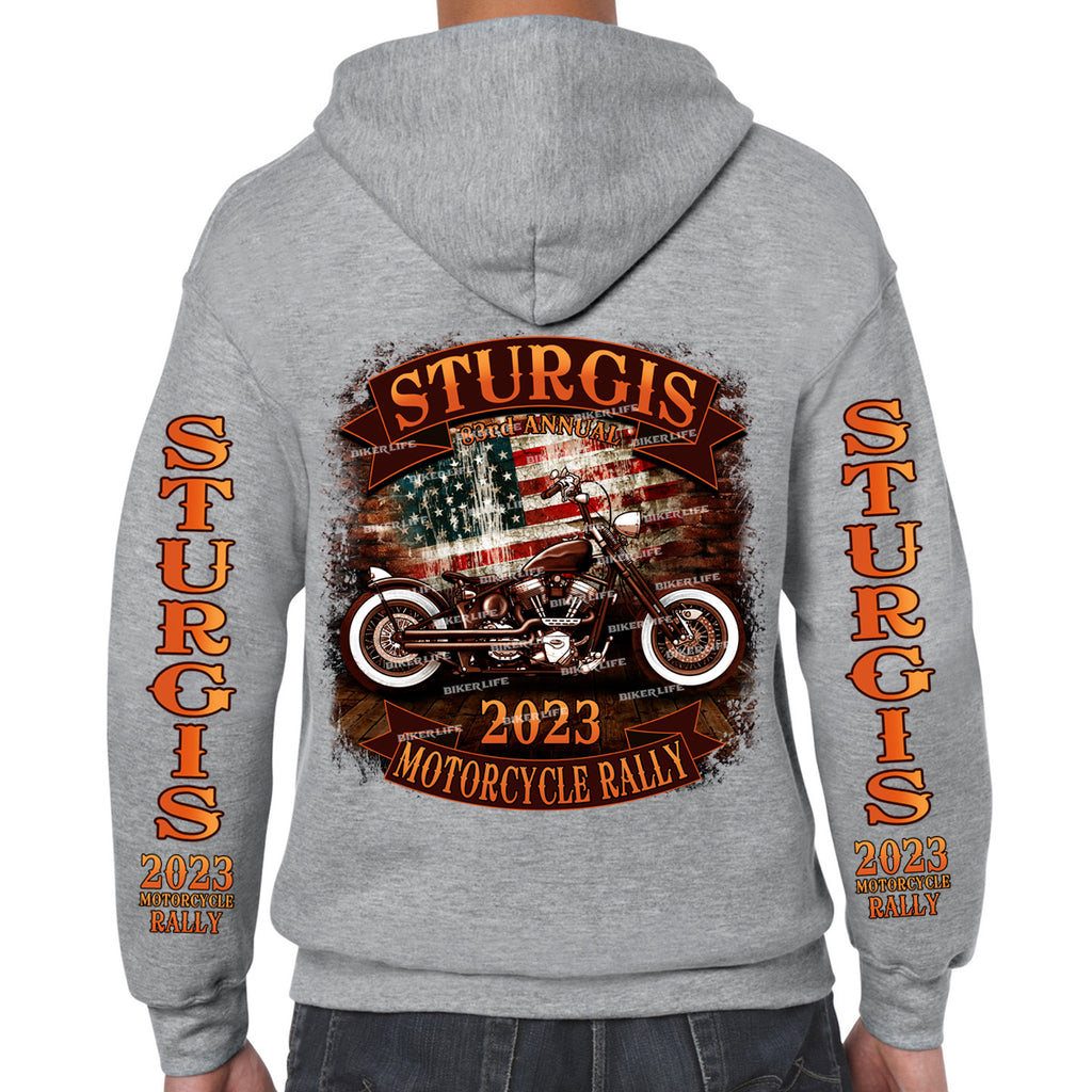 2023 Sturgis Motorcycle Rally Rockin' Bike USA Zip-Up Hoodie