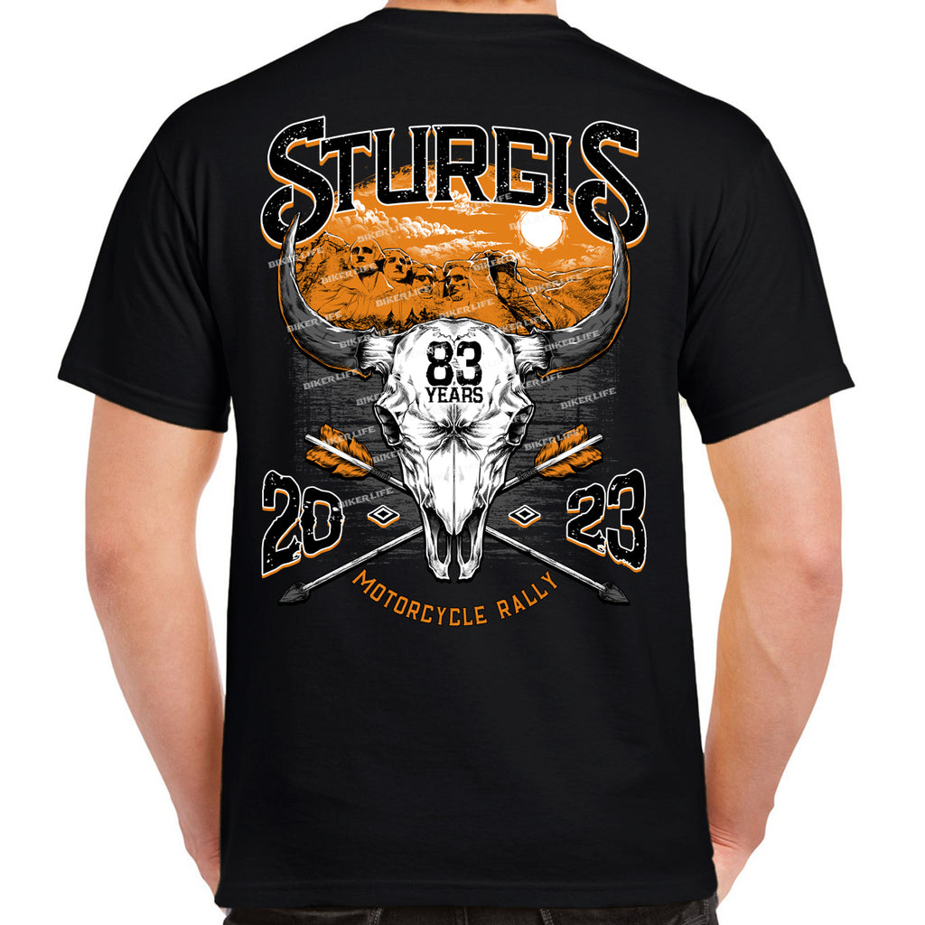 2023 Sturgis Motorcycle Rally Rushmore Bison Skull Native T-Shirt