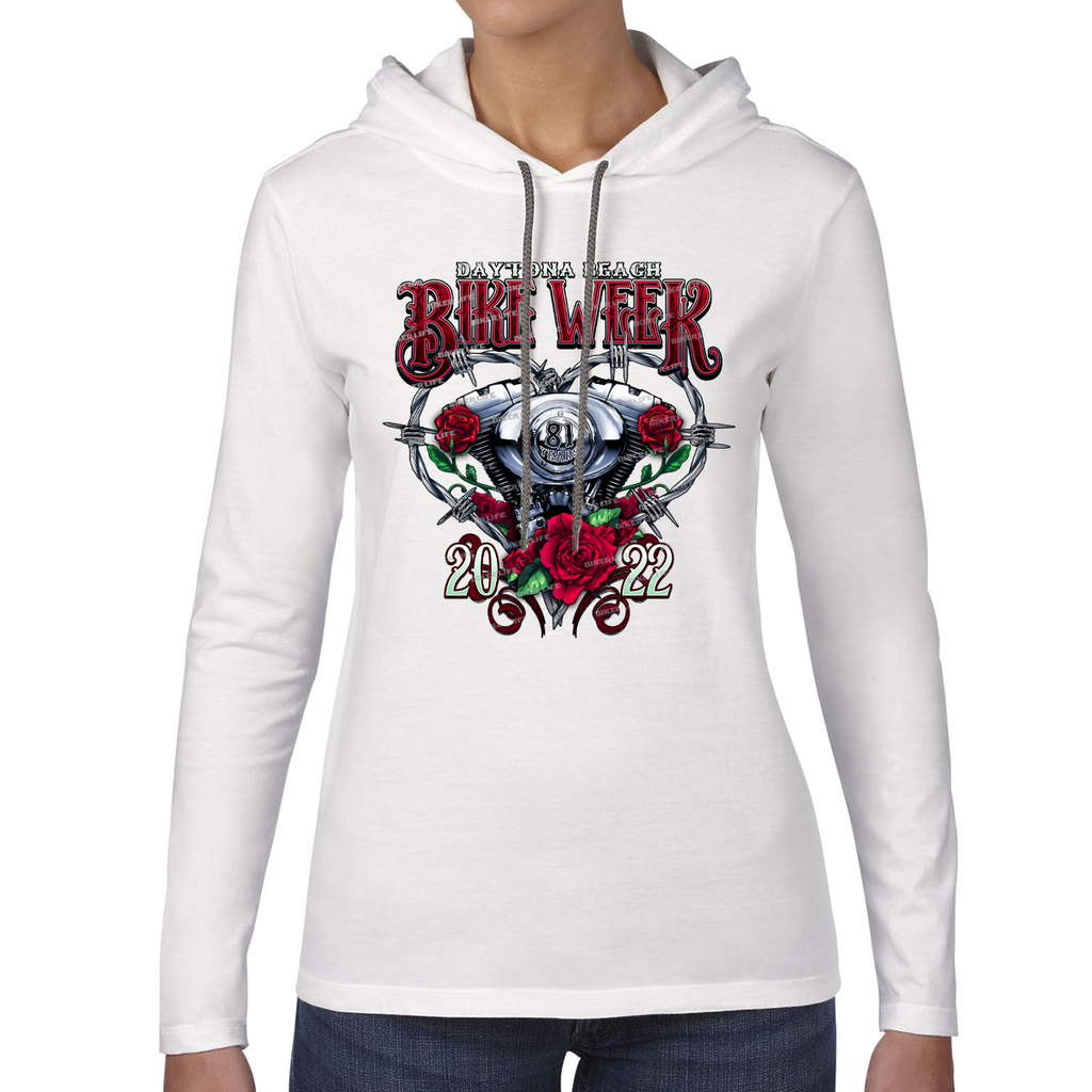 Ladies 2022 Bike Week Kaunas Engine Heart Long Sleeve Hoodie