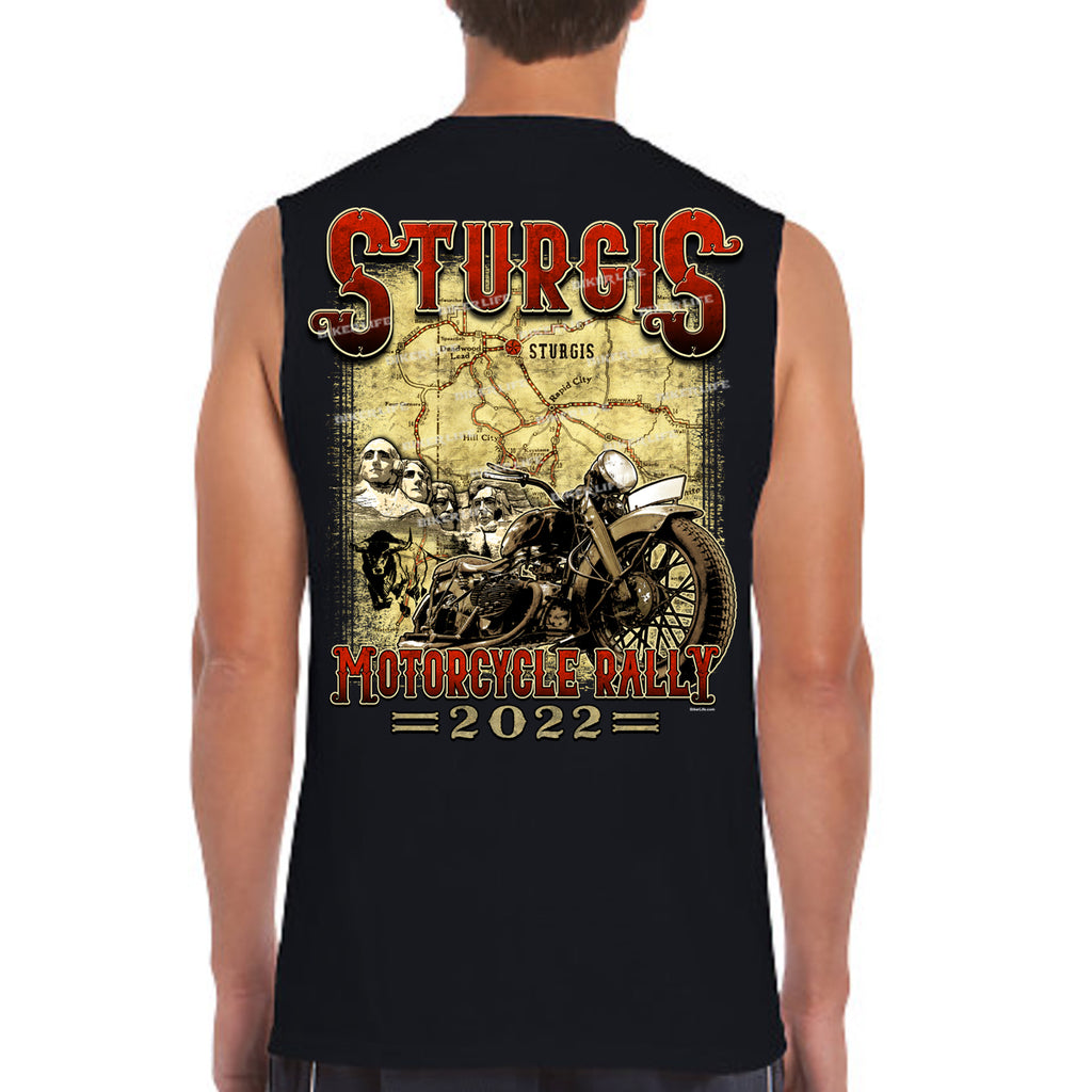 2022 Sturgis Motorcycle Rally Vintage Map Muscle Shirt