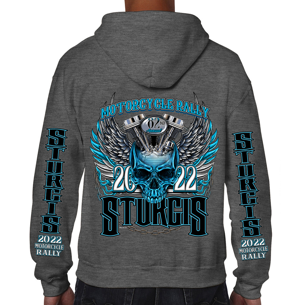 2022 Sturgis Motorcycle Rally Bright Skull Zip-Up Hoodie