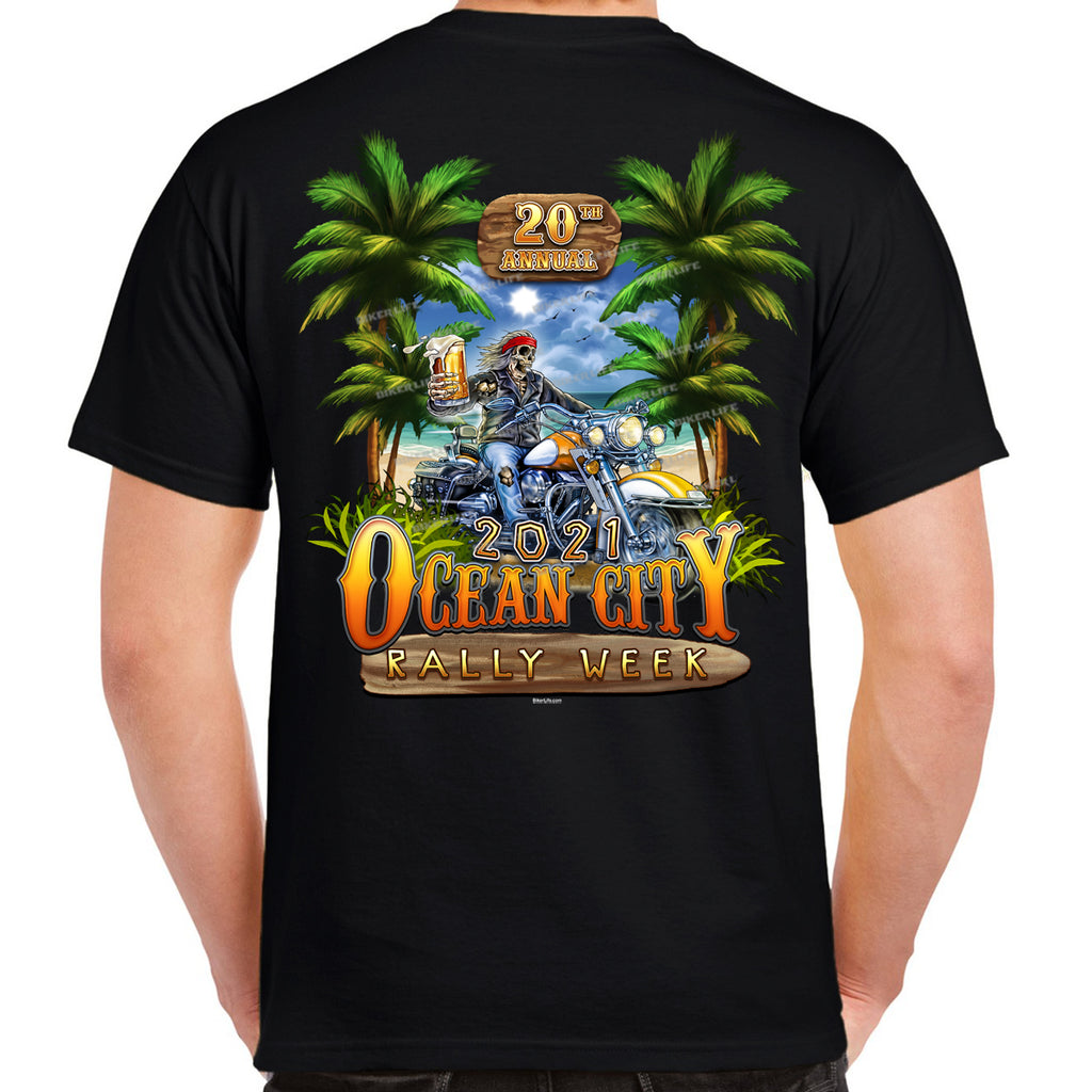 2021 Ocean City Rally Week Beach Skeleton T-Shirt