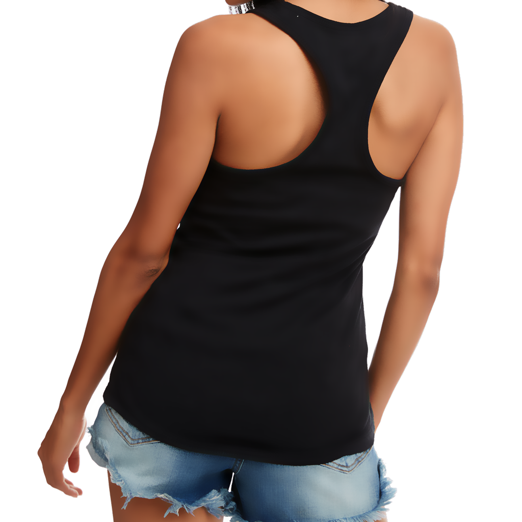 Ladies One Eyed Jack's Saloon Spade Flame Racerback Tank Top