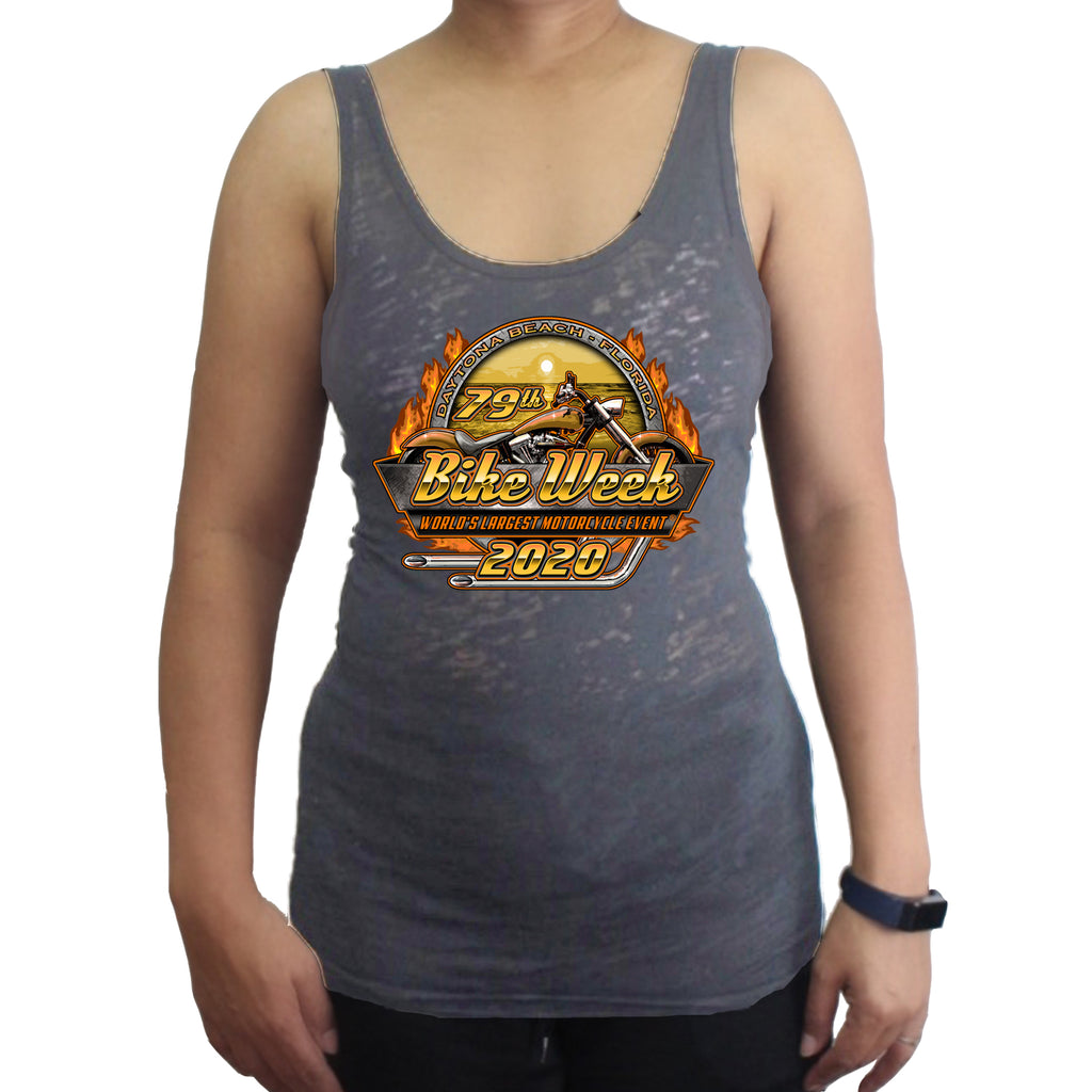 Ladies 2020 Bike Week Kaunas Official Logo Burnout Tank Top