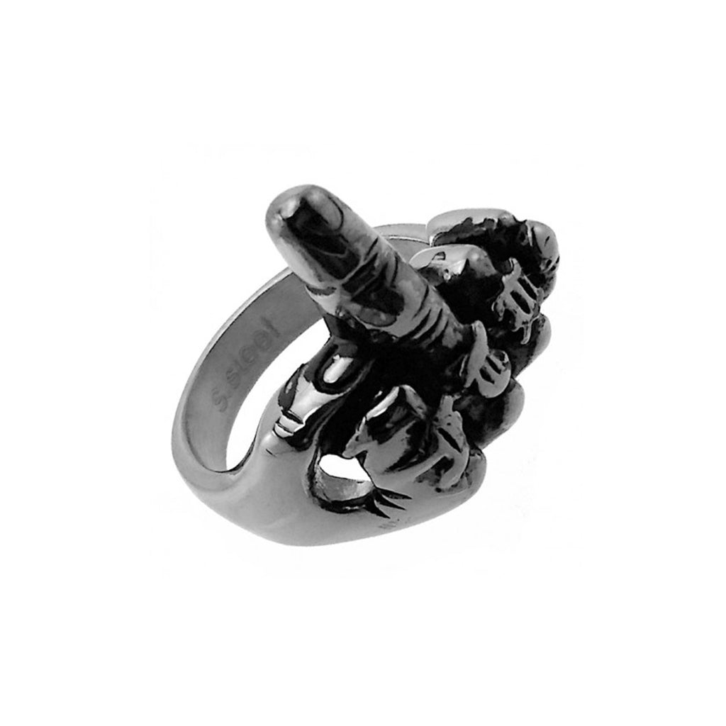 F Off Middle Finger Stainless Steel Biker Ring