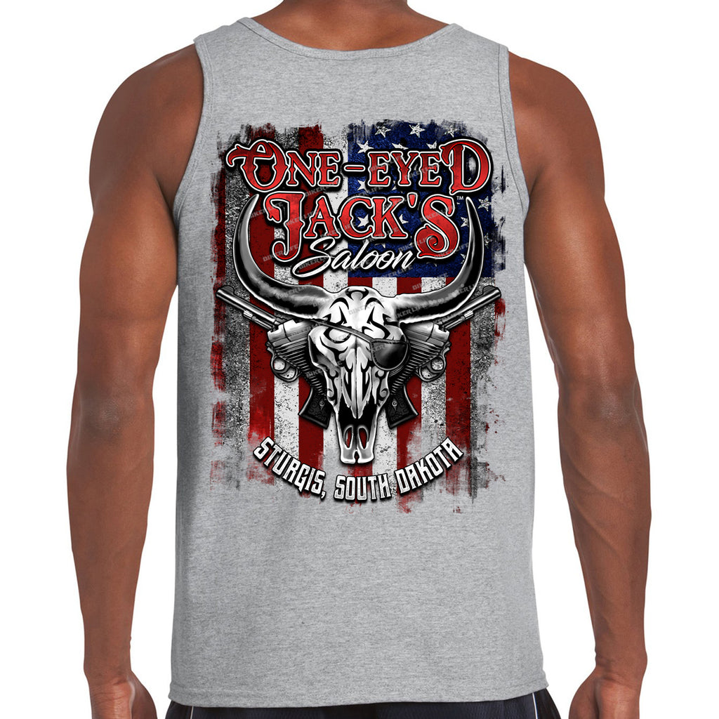 One Eyed Jack's Saloon Bison Skull Tank Top