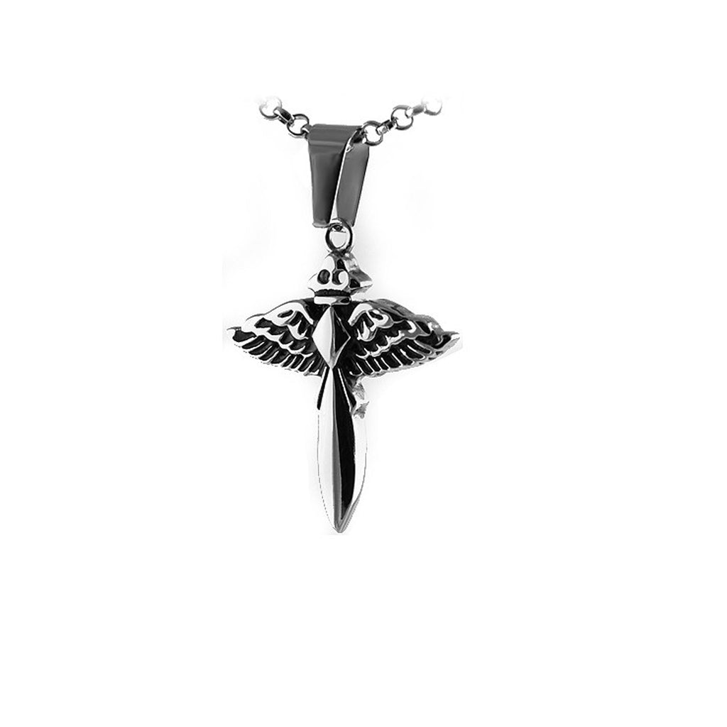 Stainless Steel Winged Dagger Pendant