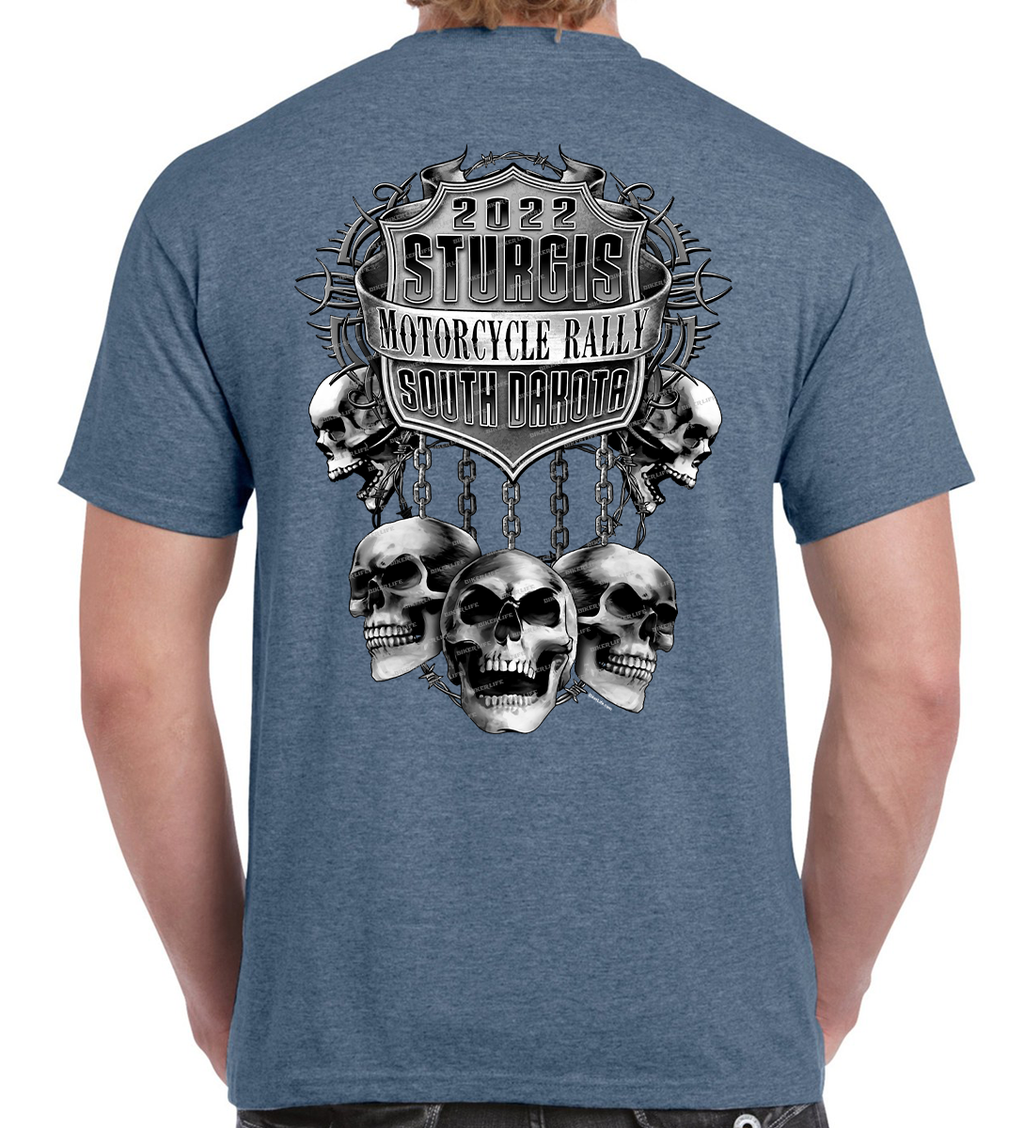 2022 Sturgis Motorcycle Rally Chained Skull T-Shirt