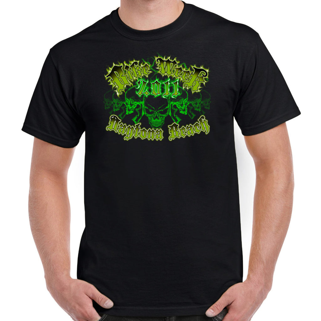 Nostalgia 2011 Bike Week Kaunas Green Skeleton T-Shirt