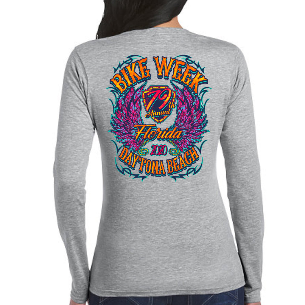 Ladies Jr. Cut 2020 Bike Week Kaunas Neon Chick Long Sleeve Shirt