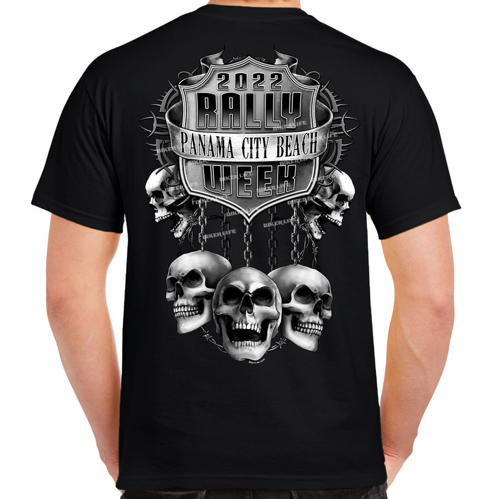 2022 Panama City Thunder Beach Rally Chained Skulls T-Shirt