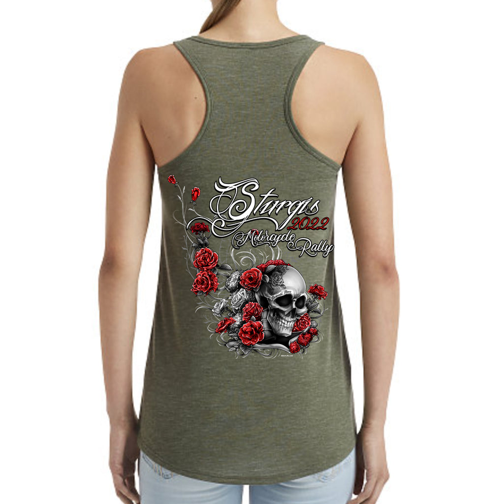 Ladies 2022 Sturgis Motorcycle Rally Memento Mori Hi-Lo Tank Top