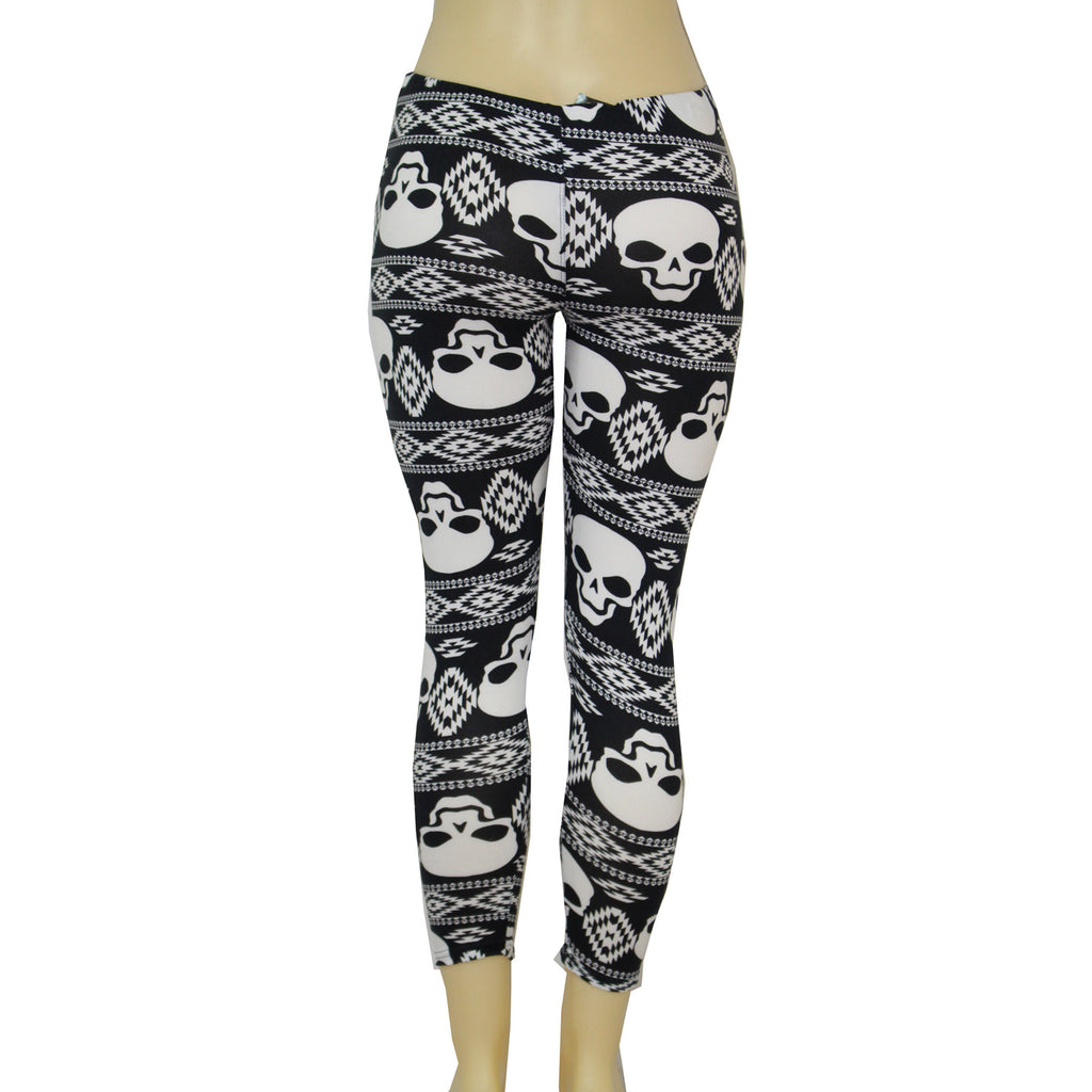 Ladies Tribal Skull Biker Leggings