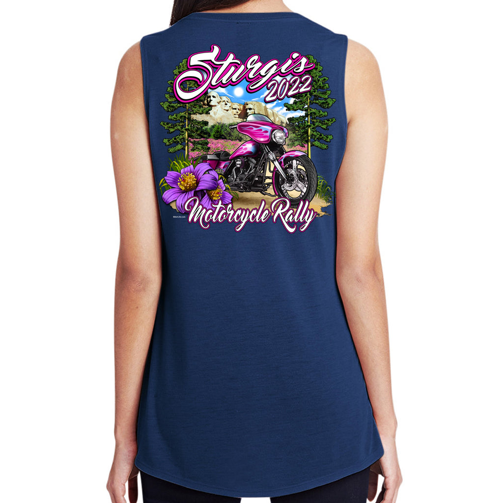 Ladies 2022 Sturgis Motorcycle Rally Pink Bike Hi-Lo Tank Top