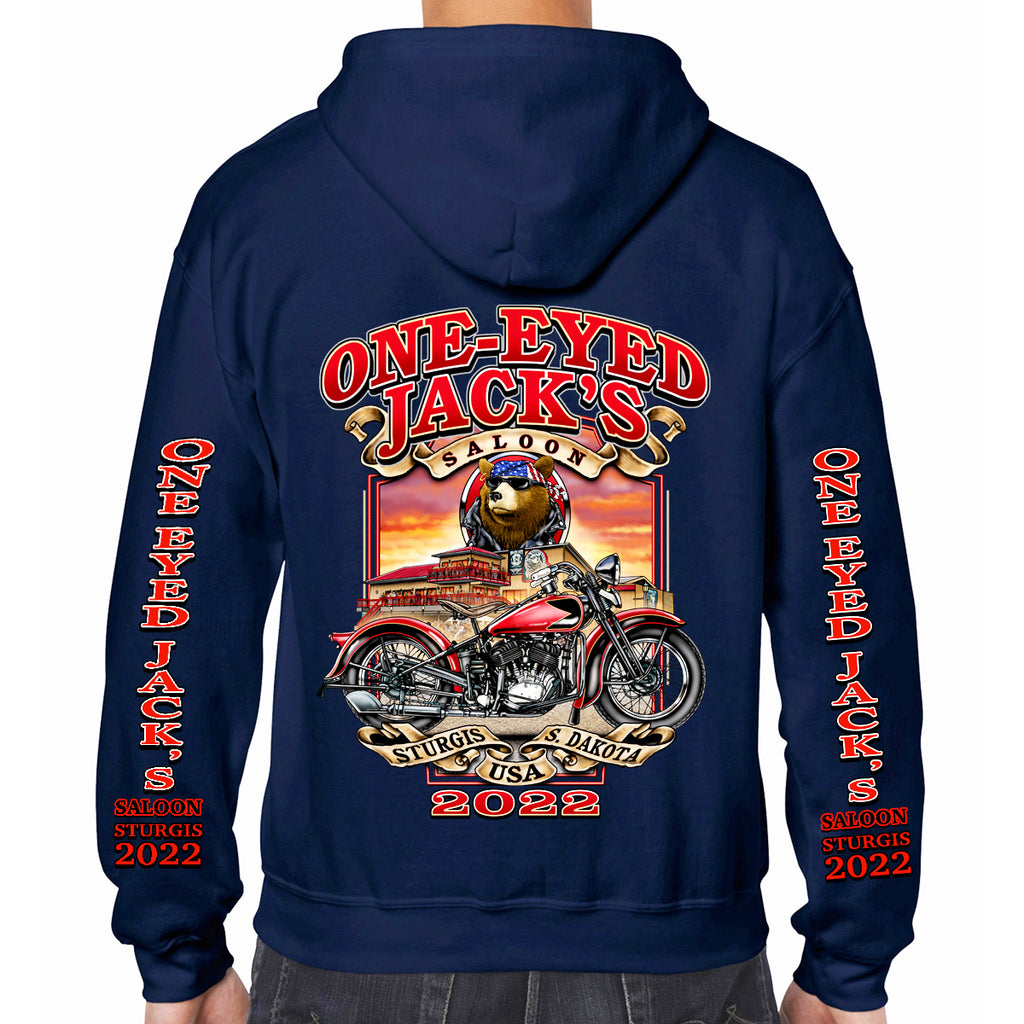 One Eyed Jack's Saloon Red Bike Zip-Up Hoodie