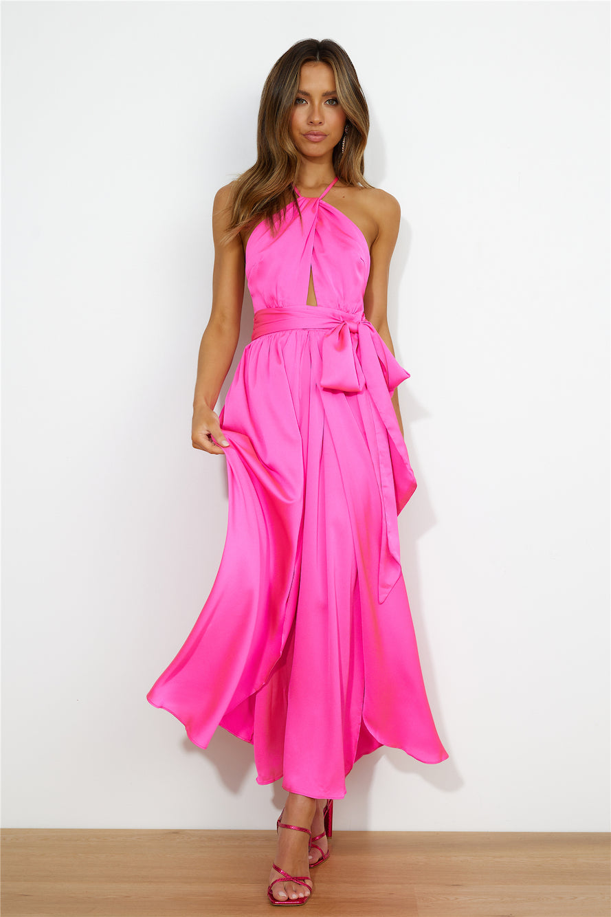 Tropical Times Midi Dress Hot Pink