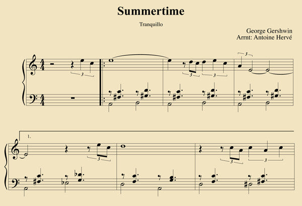 Partition piano summertime