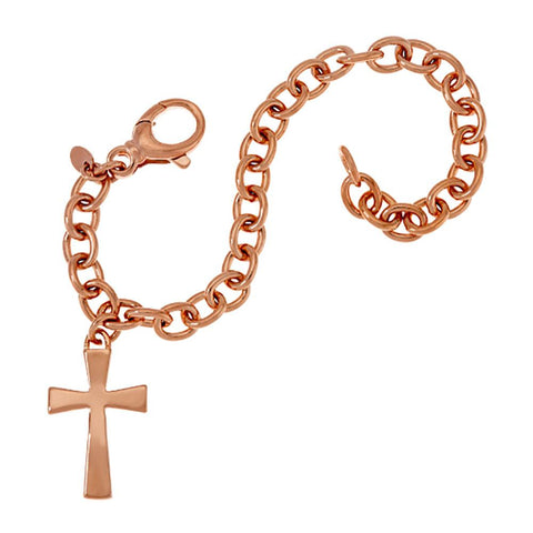 Bronze Polished Cross Rolo Link Bracelet by Bronzo Italia
