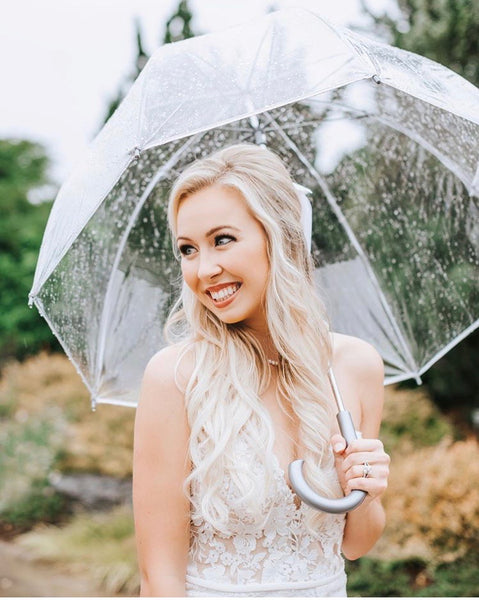 Bride with the Signature Clear Bubble Umbrella