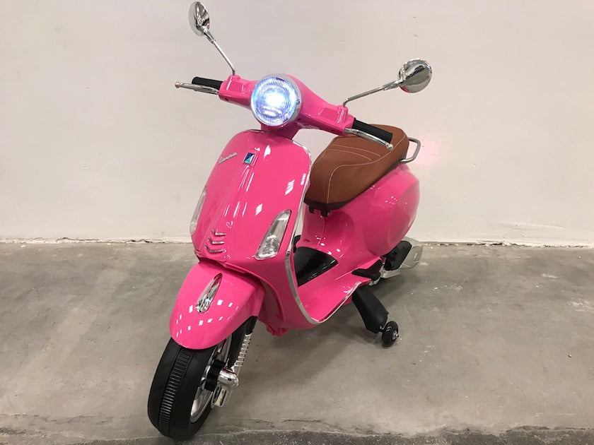 stoel delicatesse microfoon Kinder Vespa Primavera scooter roze metallic - Ridecars kinderscooters