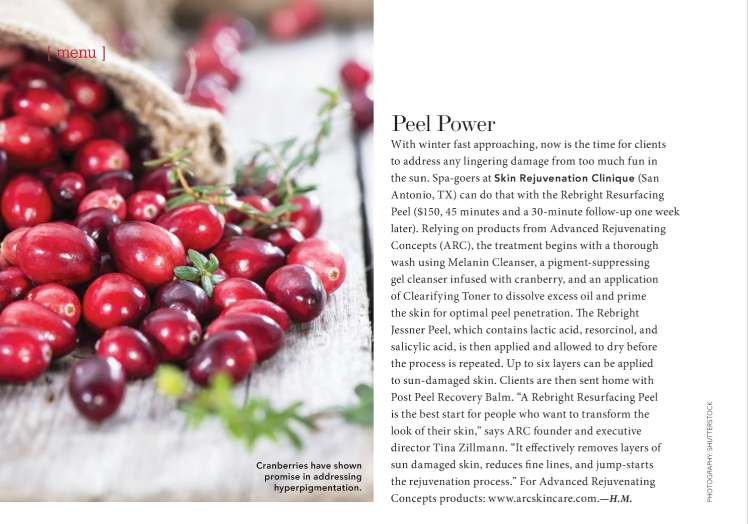 Peel Power feature in American Spa Magazine
