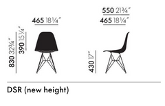 Eames DSR Chair Fully Upholstery new dimensions