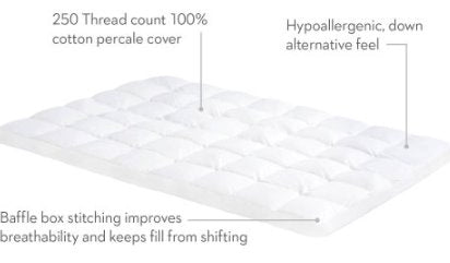 lucid 3 plush down alternative fiber bed mattress topper