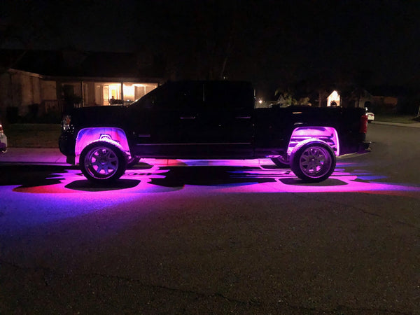 lifted truck at night