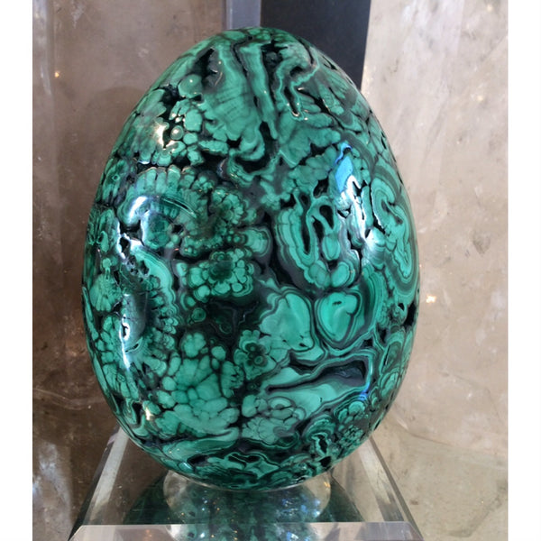 Large Malachite Egg Shaped Crystal at Venusrox London