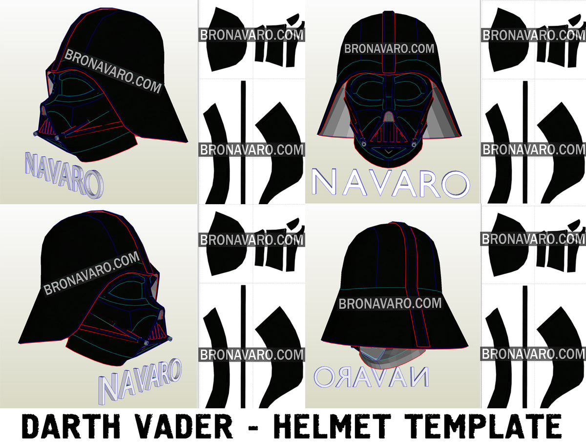 DARTH VADER Helmet (Foam Template) Darth Vader Pepakura Helmet NAVARO