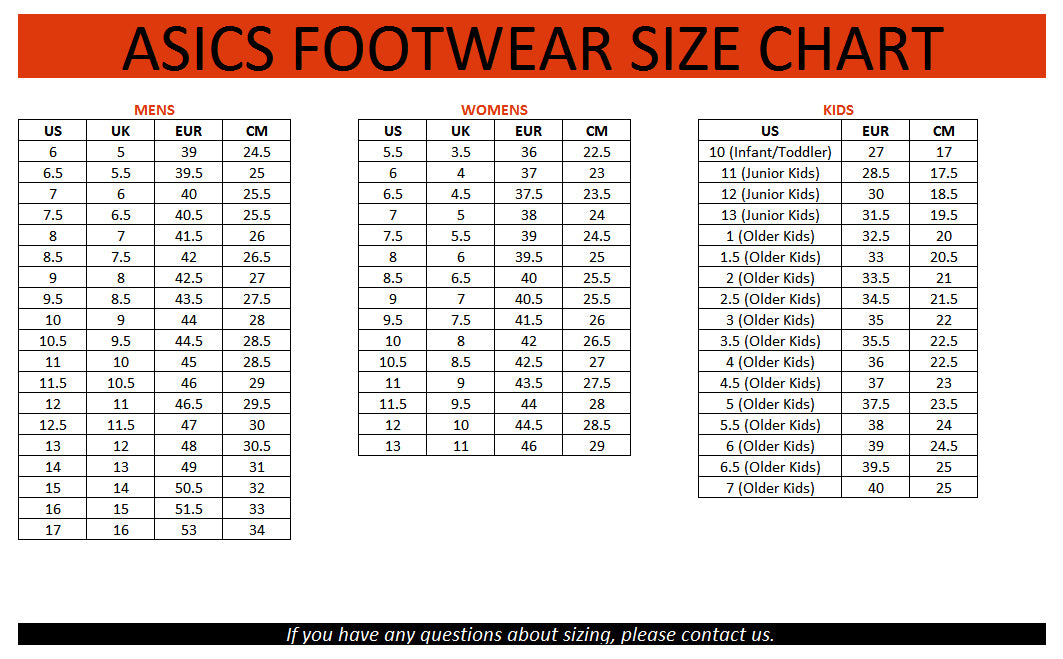 Chasse Shoe Size Chart