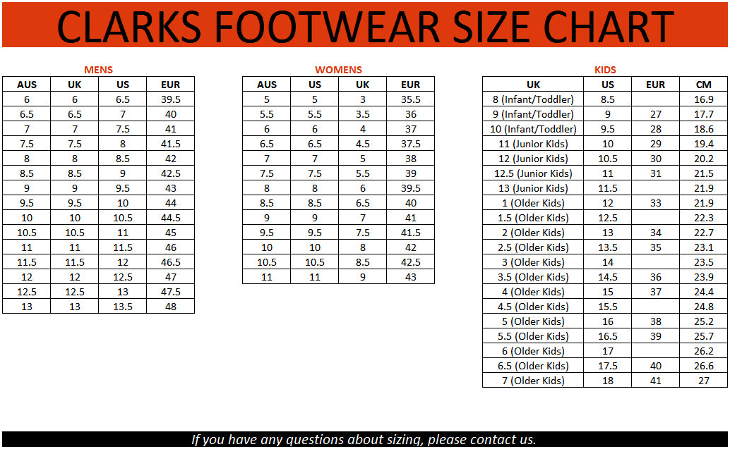 clarks infant shoe size chart
