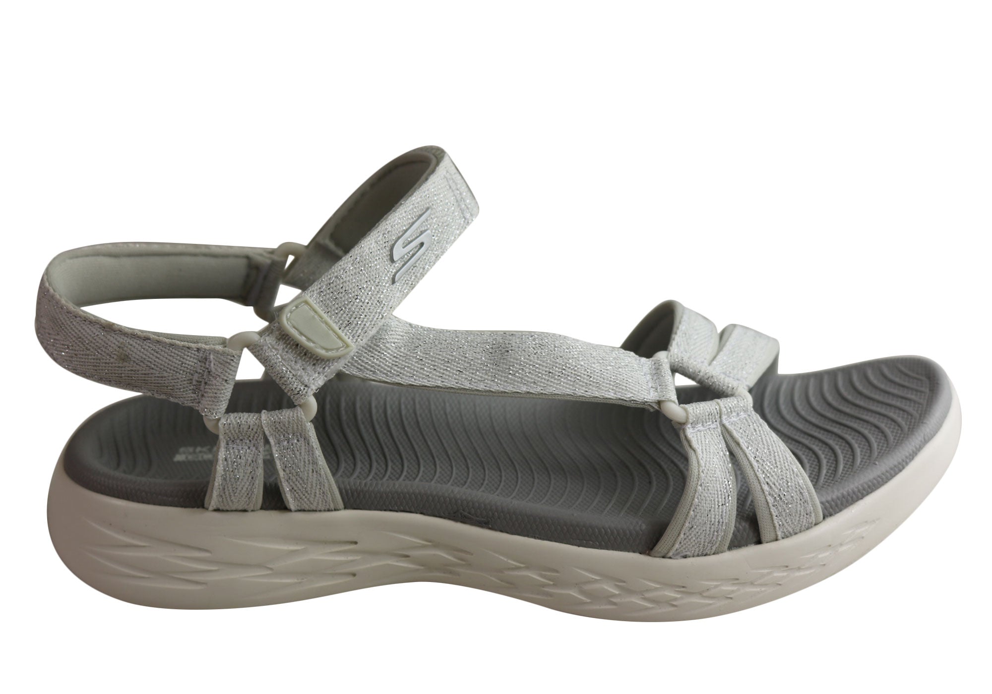 skechers sandals silver