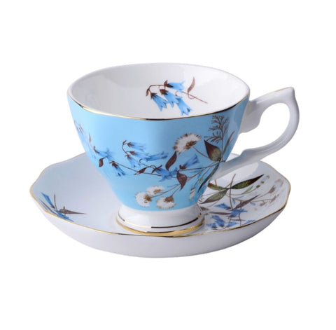 Tasse de thé Anglaise en porcelaine Bleu Fleur