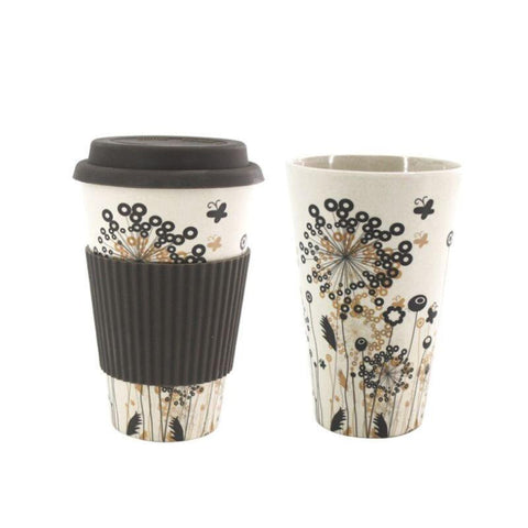 Tasse de thé en bambou Noir Motif Plante