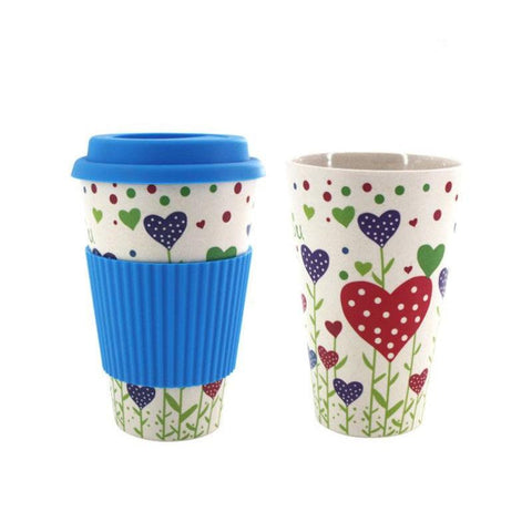 Tasse de thé en bambou Bleu Motif Plante