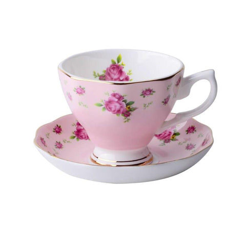 Tasse de thé Anglaise en porcelaine Fleur Rose