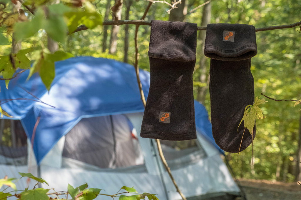 Versafit Cabin Socks hanging at a campsite