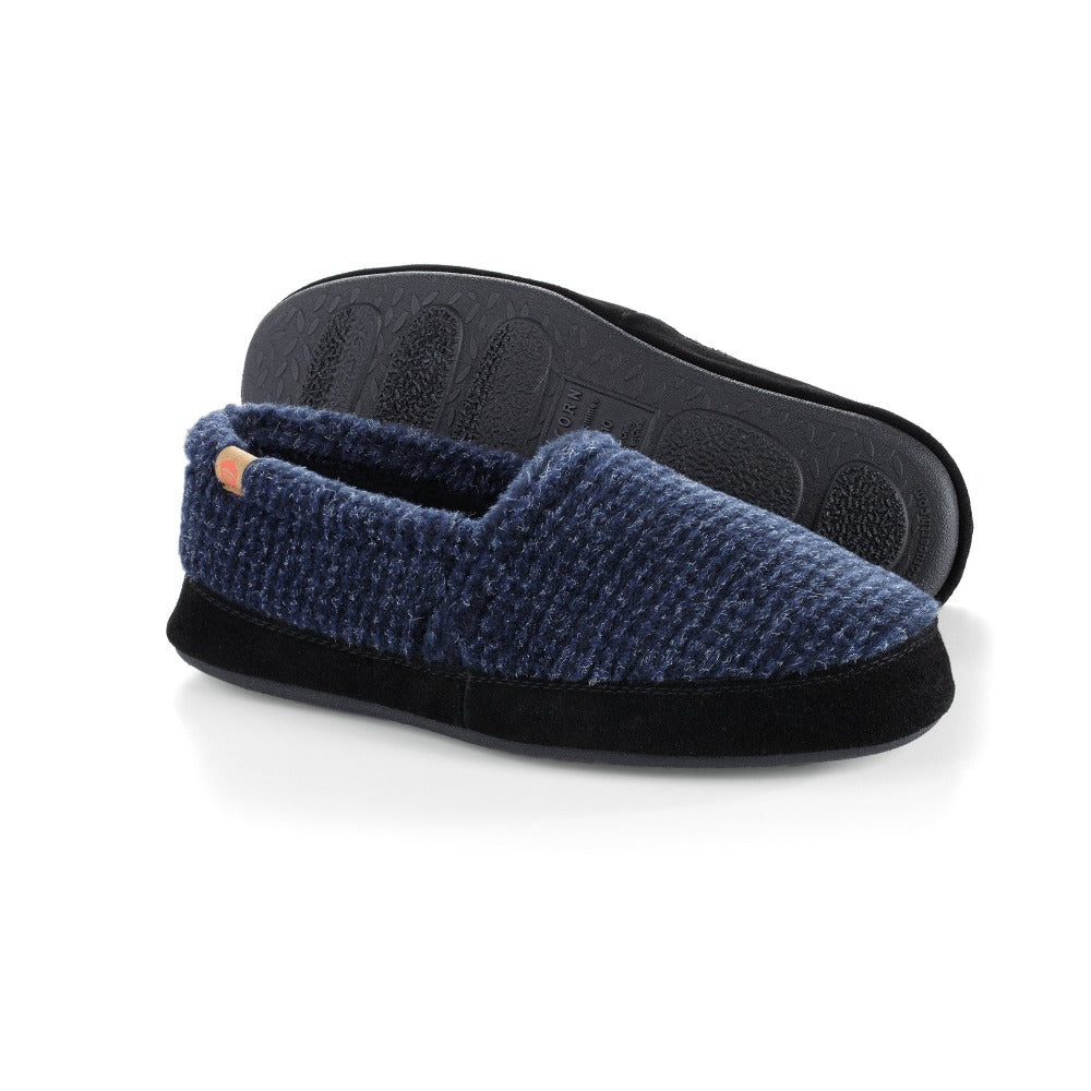 Men's Original Acorn Moccasins in Blue Check Right Angled View