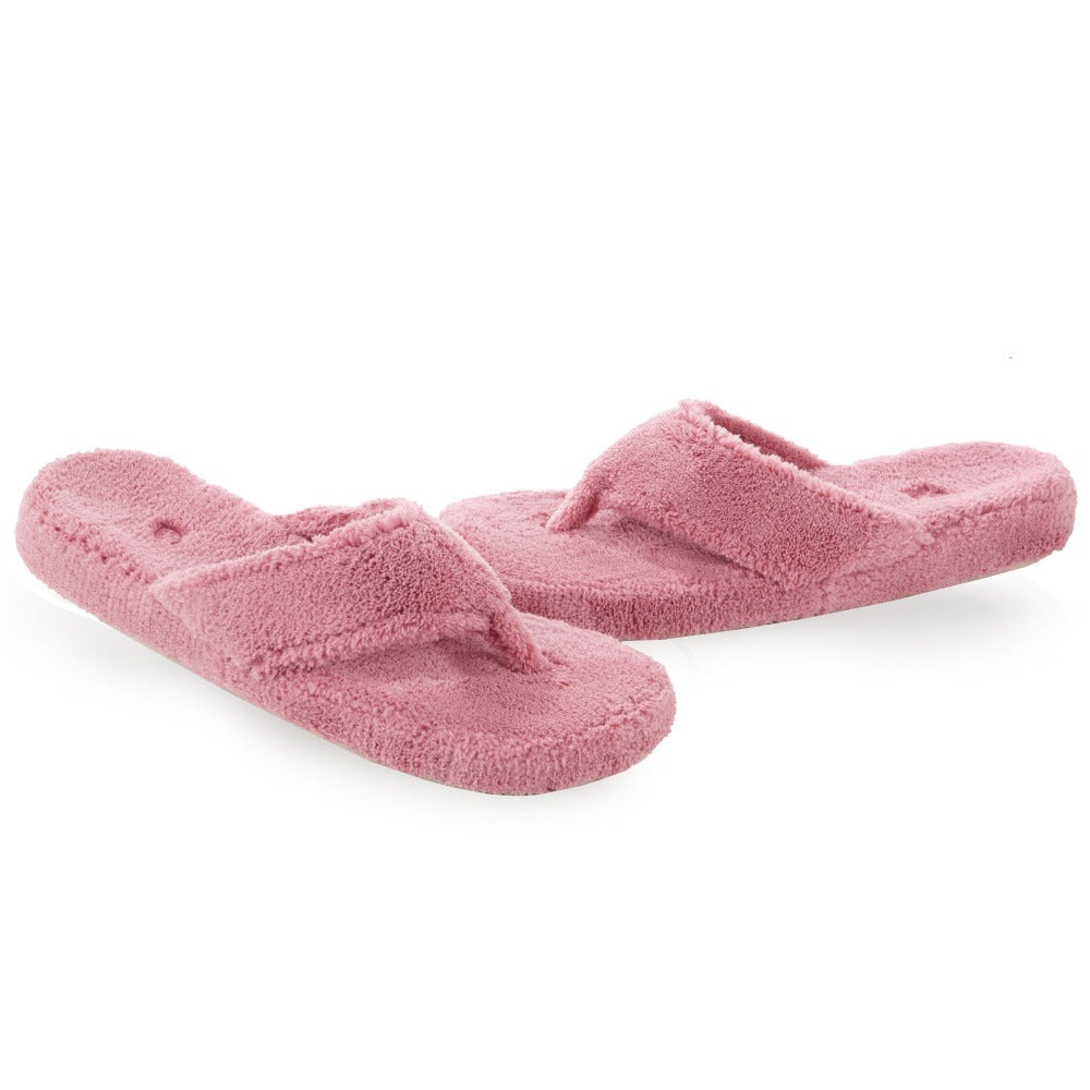Women's Spa Thong Slippers in Azalea Right Angled View