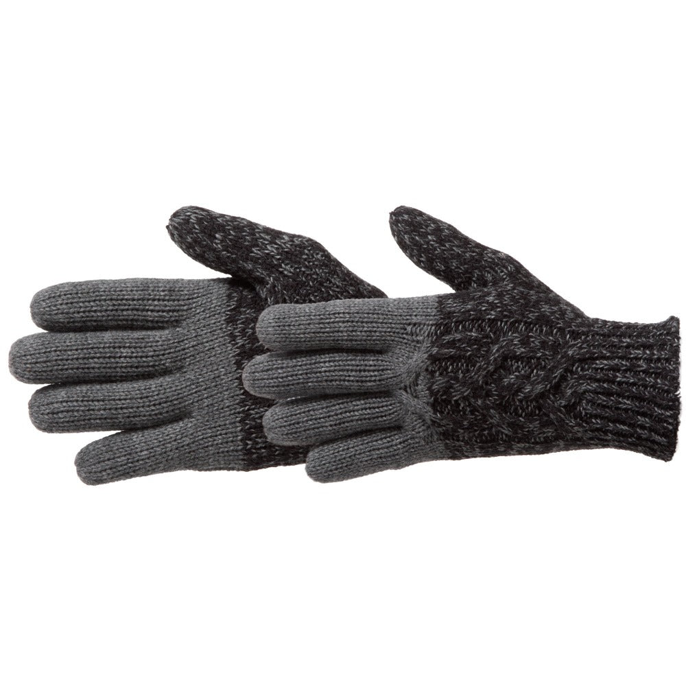 Women's Colorblocked Cable Knit Gloves in Black Pair Side Profile