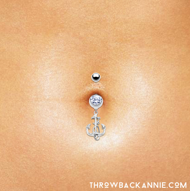 cute anchor belly button rings