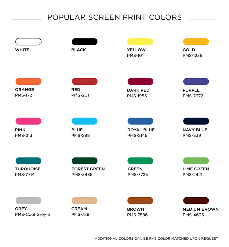 Custom Screen Printing Colors