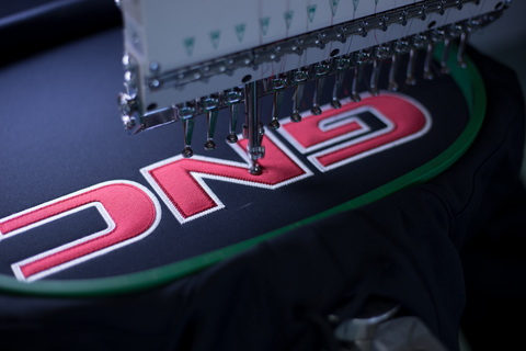 Custom Digital Applique Embroidered Corporate Logo on a Custom Sweatshirt